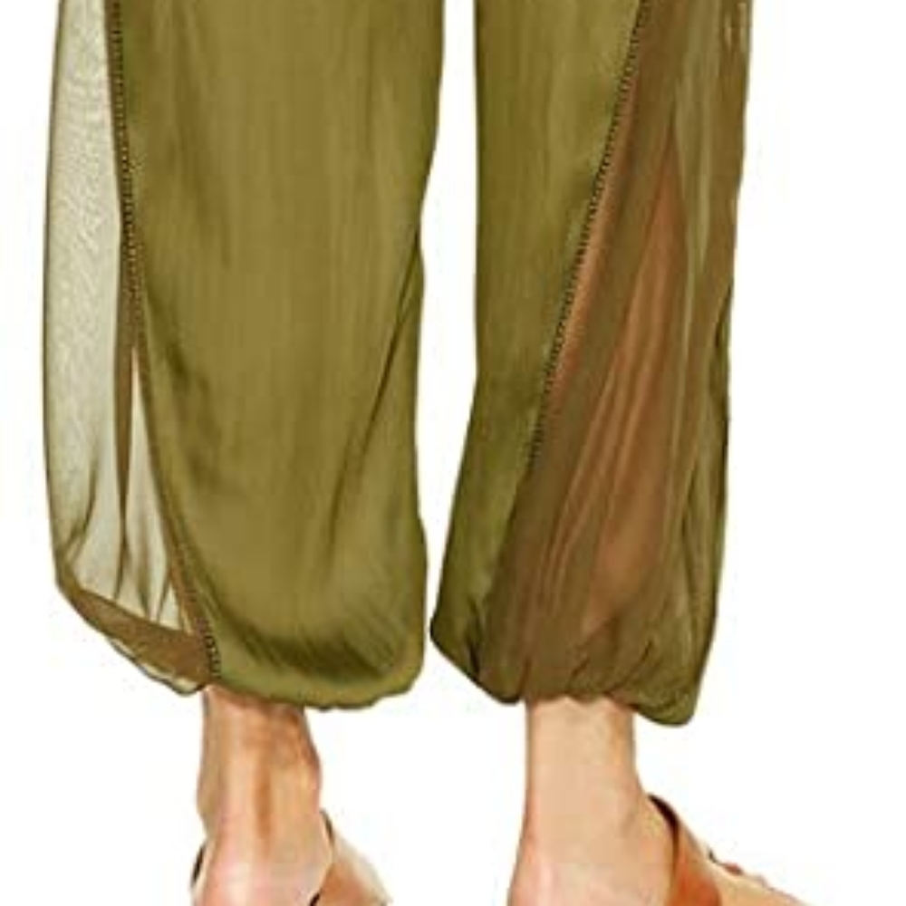  HALSTON women's Silk  Sleeveless Square-neck Jumpsuit With Smocking - Picture 4 of 4
